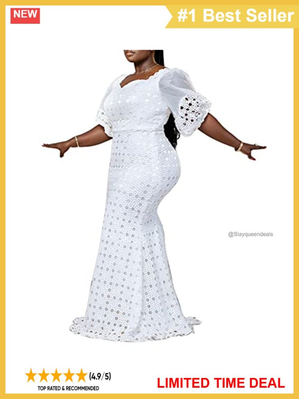 Plus Size Lantern Sleeve Hollow Bodycon Formal Maxi Dress